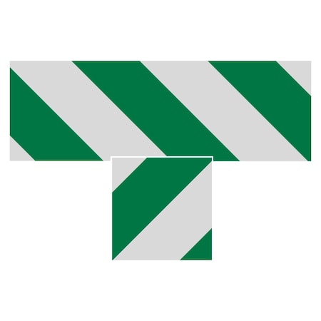 Superior Mark Floor Markings, Ts, 4in, Green/White Hazard Stripe IN-40-577